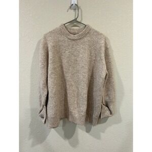 ASOS DESIGN Textured Knit Mock Neck Sweater Beige Melange Size S
